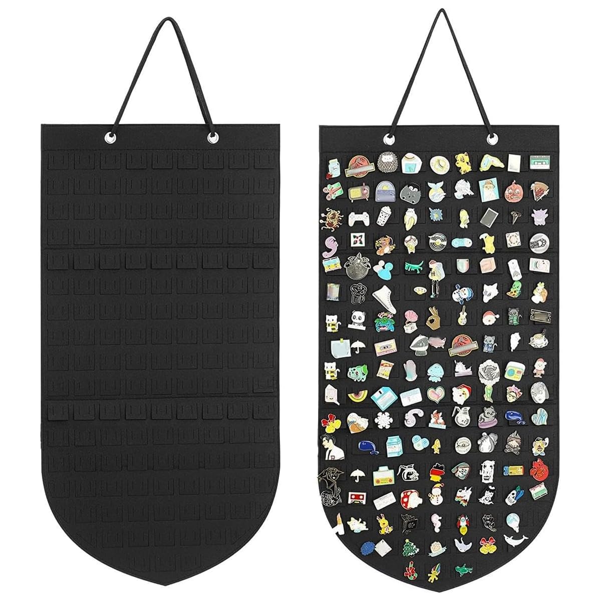 HASTHIP Hanging Brooch Pin Organizer, Display Pins Storage Case, Brooch Collection Storage Holder, Felt Wall Banner for Display Pins, Buttons, Lapel Pins and Badges, Holds Up to 141 Pins - Black HASTHIP Hanging Brooch Pin Organizer, Display Pins Storage Case, Brooch Collection Storage Holder, Felt Wall Banner for Display Pins, Buttons, Lapel Pins and Badges, Holds Up to 141 Pins - Black